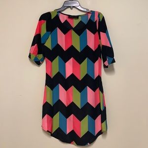 Peaches N Cream Multi Color Chevron Print Dress.